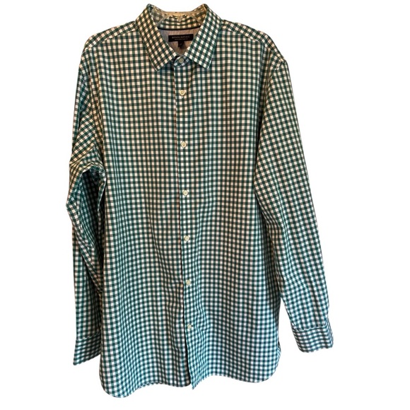 Banana Republic Other - Banana Republic Men’s Shirt XXL Slim Fit Green White Check Long Sleeve Button